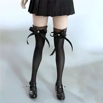 Toys and Hobbies Scale Action Figure Compatible with TBLeague Body Beautiful Sexy Women Fashion Lace Bowknot Overknee Stockings not include clothes чёрный