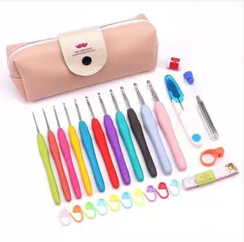 Tpr Soft Rubber Handle Aluminum Hook Set, Color Sweater Crochet Tool, Diy Knitting Materials