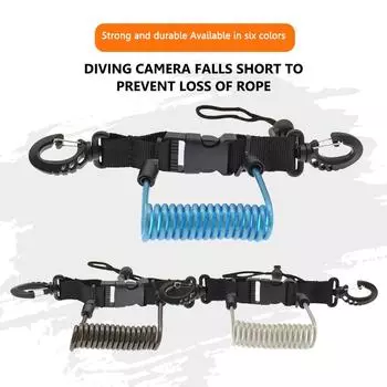 TPU Camera Anti-lost Rope Durable Spiral Spring Coil Underwater Anti-lost Rope Swivel Hook Wear-Resistant for Outdoor Activities прозрачный