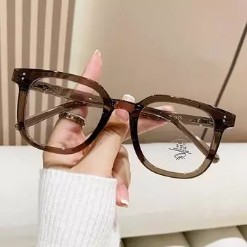 Tr90 Large Frame Glasses Frame, Flat Mirror, Men S And Women S Anti-Blue Light Glasses Myopia Frame 8019 прозрачный