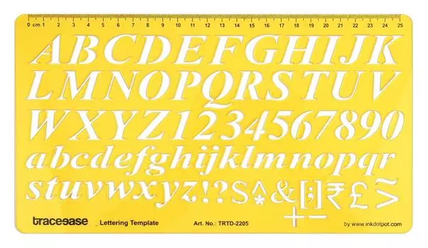 Traceease Alphabet Lettering Template,Upper & Lower Case Drafting Tools English Alphabet Stencils 10.5 x 5.8 Inches жёлтый