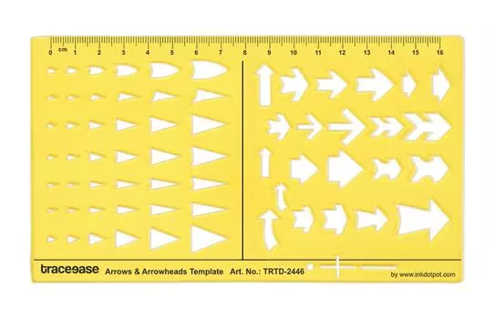 Traceease Arrows Drafting Arrows & Arrowheads Template Drawing Stencil,Designing Template Measuring Ruler 7 x 4 Inches жёлтый