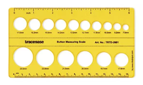 Traceease Button Measuring Scale Stencil Templates, Tailoring Tools And Accessories- Garment Stencils 6.57 x 3.6 inches жёлтый