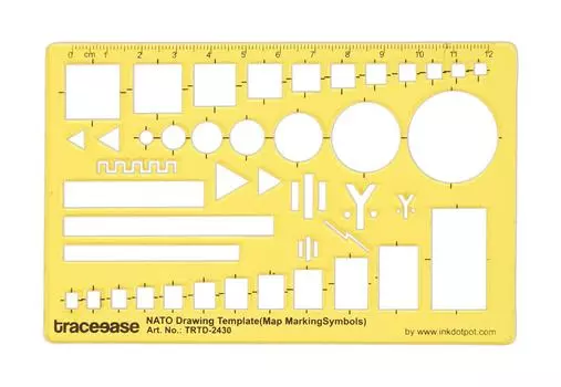 Traceease Drafting NATO Drawing Template Drawing Stencil,Designing Template Measuring Ruler 5.3 x 3.3 Inches жёлтый