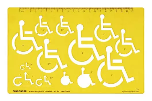 Traceease Handicap Symbol Human Template Дизайнерские инструменты для рисования Трафареты- 1 10 x 6.2 жёлтый