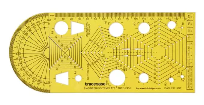 Traceease House Plan Drafting Ruler,Technical Drawing Template Engineering Stencils 9 x 3.9 Inches жёлтый