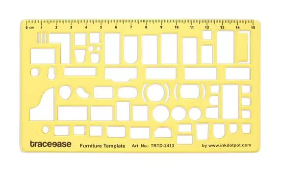 Traceease House Plan,Interior Design & Furniture Stencil for Kitchen/Bed/Bath-Drafting Tools-Furniture Templates 6.2 x 3.4 Inches жёлтый