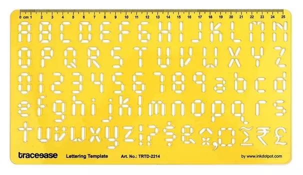 Traceease Lettering Template Drafting Tool ,Upper Case-Lower Case Numbers English Alphabet Letter Stencils 10.5 x 5.8 Inches жёлтый