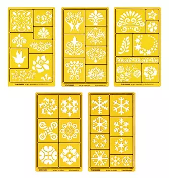 Traceease Multi-Pattern Цветочный дизайн Шаблоны для рисования для скрапбукинга Дизайн ремесла DIY Товары для рукоделия, 5 Pack of 4 жёлтый