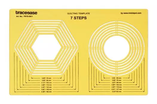 Traceease Quilting Template Stencils DIY Sewing Machine Quilt Ruler Quilting Tools, Hexagon & Circle 13.78 x 8.8 inches жёлтый