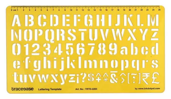 Traceease Upper & Lower Case Alphabet Lettering Template Drafting Tools English Alphabet Letter Stencils 10.5 x 5.8 Inches жёлтый