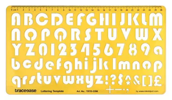 Traceease Upper & Lower Case English Alphabet Number Drafting Tools Letter Stencils Alphabet Lettering Template 10.5 x 5.8 Inches жёлтый