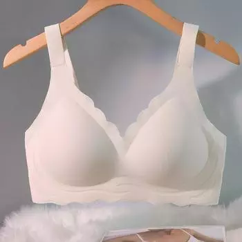 Traceless sports, no steel ring, large chest, small and thin, anti-sagging, sub-breasts, large size maternity bra cover. 75B темно-коричневого