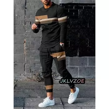 Спортивные костюмы, брюки, мужские комплекты из 2 предметов, весенняя мужская одежда, уличная одежда, футболки с длинным рукавом, брюки, костюмы, спортивные штаны, одежда для бега S