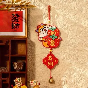 Traditional Chinese Snake Year Pendant Plastic Zodiac Snake 2025 New Year Lucky Pendant with Bells Handmade