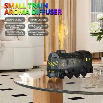 Train Shape Aromatherapy Diffuser Desktop Essential Oils Difusor Wireless Remote Control Ultrasonic Air Humidifier with Led Lamp чёрный