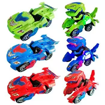 Трансформирующий динозавр светодиодный автомобиль T-Rex Toys со световой звуковой электрической игрушкой красный