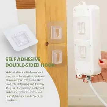 Transparent AB paired hooks Double-sided adhesive paper wall hooks Wall-mounted Self-adhesive Suitable for various scenes 5 PCS чистый
