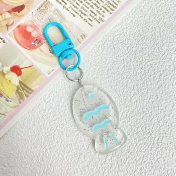 Transparent Cartoon Fish Keyring Korean Style Cute Bag Pendant Colorful Little Fish Keychain Girls blue-style1