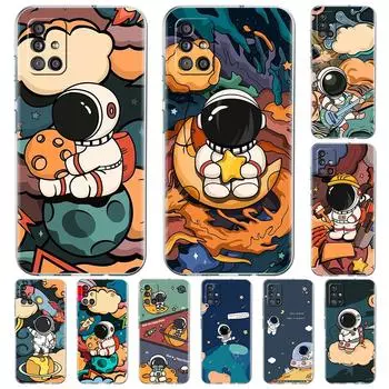 Transparent Case For Samsung Galaxy A51 A71 A21s A31 A12 A32 5G A21 EU A52 4G A41 A11 A22 TPU Phone Cover Star Astronaut Cute Samsung A91