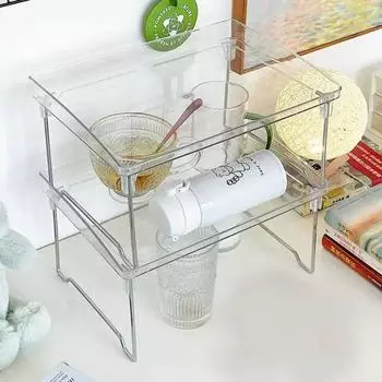 Transparent Desktop Storage Rack Simple Bathroom Shelf Ins Style Cup Holder Office белый