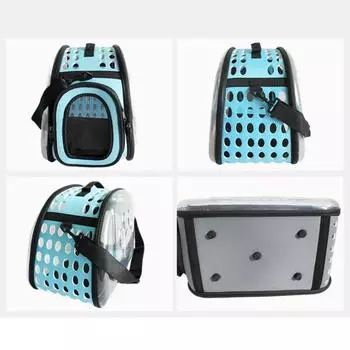 Transparent Foldable Outdoor Pet Travel Carrier Bag for Dog Cat Crossbody Portable Breathable Collapsible Travel Cat Carrier Bag S 35x20x22cm озеро синий