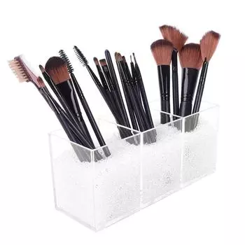 Transparent Makeup Brush Storage Box Multi-purpose Desktop Pencil Organizer Student Desk чёрный