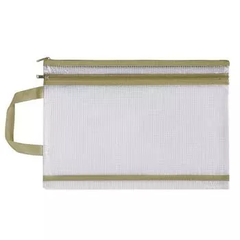 Transparent Mesh Zipper Storage Bag Double-layer Document Bag A4 File Folder Bag Stationery 9
