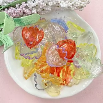 Transparent Petal Beads 50pcs/set for Earrings Necklace DIY Handmade Materials Acrylic DIY Hair Jewelry Accessories Loose Beads Pendant Accessories красный