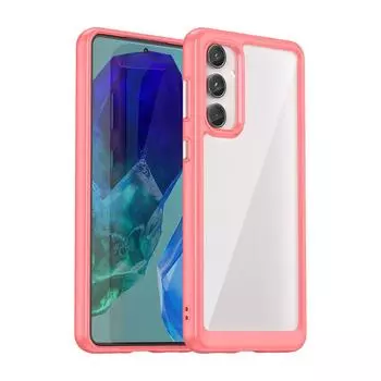 Transparent PMMA Case For Samsung Galaxy M15 F15 M55 C55 F55 5G M14 4G TPU Colorful Soft Border Back Anti-Shatter Protector Hard Shell Covers For Galaxy M15-F15 чёрный