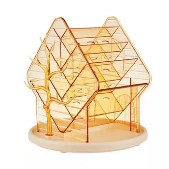 Transparent Rotable Jewelry Storage Box Advanced Sense Jewelry Display Rack Stationery Supplies