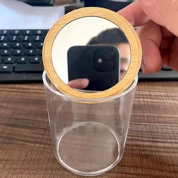 Transparent Round Cotton Swab Storage Box Acrylic Makeup Organizer Qtips Holder Dispenser With Bamboo Lids Jewelry Storage Case