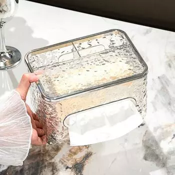 Transparent Tissue Box Creative Napkin Storage Box Mobile Phone Holder Homestay серебряный