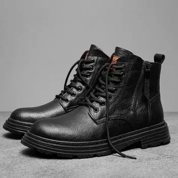 Travel Male Comfortable High Top Shoe 2024 Fashion for Men Motorcycle Boots Genuine Leather Male Desert Boots 38