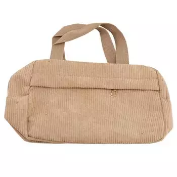 Travel Toiletry Makeup Bag Simple Fashionable Handbag Portable Corduroy Cosmetic Bag for Outdoor M(315 X 180mm / 12.4 X 7.09in) хаки
