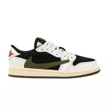 Travis Scott x Air Jordan 1 Retro Low OG SP PS Olive Детские кроссовки White Sail University-Red DZ5909-106 31