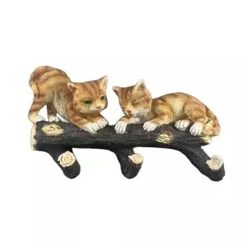 Tree Branch Cat Wall Sculpture Multi-purpose Wall Mount Simulation Cat Hanger Hook Home Living Room Bedroom Kitten Wall Art Decoration Cat