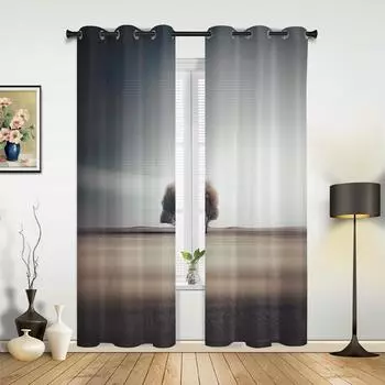 Tree Grassland Modern Window Curtains for Living Room Bedroom Curtain Kitchen Treatment Blinds Drapes 135W x 60H(cm) x1