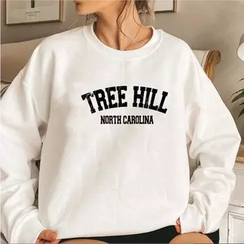 Tree Hill North Carolina Unisex Crewneck Sweatshirt College Style Tree Hill 90S Fan Location Pullover Crewneck Jumper Hoodies S хаки