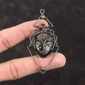 Tree Of Life Chiastolite Pendant Copper Wire Wrapped Pendant Real Gemstone Pendant Copper Wire Jewelry Handmade Pendant Tree Of Life Jewelry