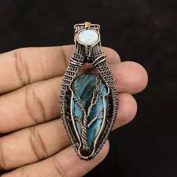 Tree Of Life Labradorite Copper Pendant Copper Wire Wrapped Gemstone Pendant Rainbow Moonstone Copper Jewelry Best Gift For Her Gift For Mom