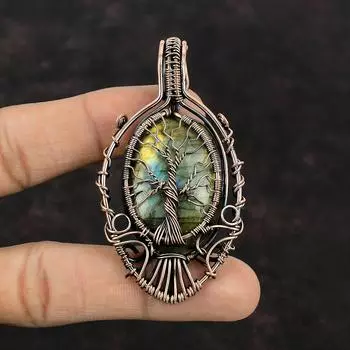 Tree Of Life Labradorite Pendant Copper Wire Wrapped Jewelry Handmade Wire Pendant Labradorite Jewelry Gemstone Copper Pendant Gift For Her