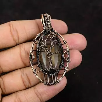 Tree Of Life Multi Fluorite Gemstone Pendant Copper Wire Wrapped Pendant Gift For Her Unique Jewelry Handmade Jewelry Multi Fluorite Jewelry