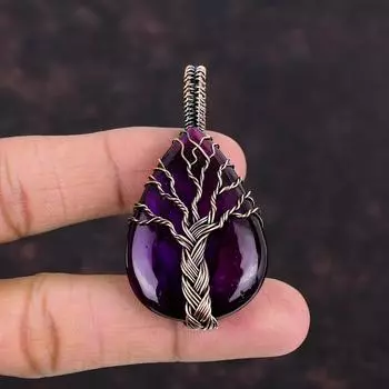 Tree Of Life Purple Fire Labradorite Pendant Copper Wire Wrapped Gemstone Pendant Handmade Pendant Copper Wire Wrapped Jewelry Gift For Mom
