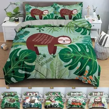 Tree Sloths Duvet Cover With Pillowcase For Kids Cute Animals Pattern Children Bedroom Quilt Covers Bedding Sets USAUEU Size 70x133cm 2pcs