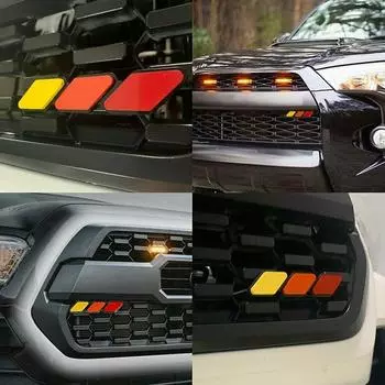 Трехцветная 3 эмблема на решетке радиатора для Toyota Tacoma 4Runner Tundra Highlande, модифицированная декоративная полоса решетки воздухозаборника красный