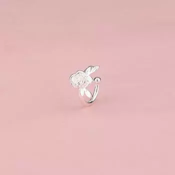 Трехмерная роза, клипса для ушей, темперамент Mori Sweet Leaf, камелия, элегантные серьги-гвоздики в форме цветка без сережек copper