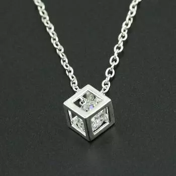 Трехмерное ожерелье «Куб счастья» Модное ожерелье-цепочка в виде коробки Персонализированные аксессуары MIT золотой
