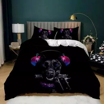 Трехпредметный пододеяльник с 3D цифровой печатью, цветной, милый французский бульдог 70 * 133 two-piece set