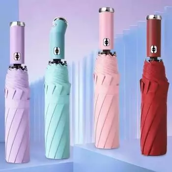 Трехскладной зонт с 10 костями, полностью автоматический складной зонт с утолщенным покрытием для пеших прогулок